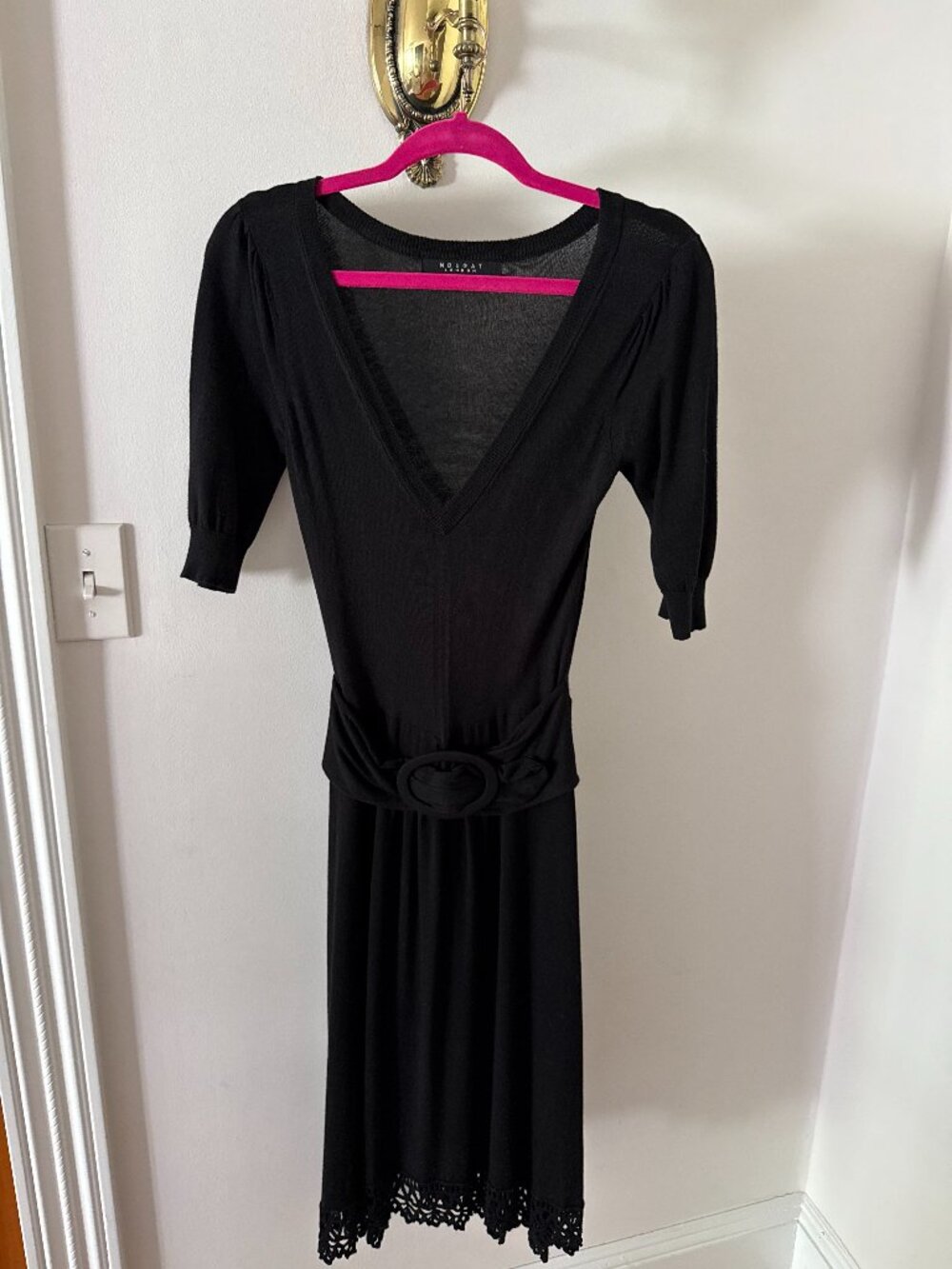 Nougat London Silk/Wool Low-Cut Black Dress